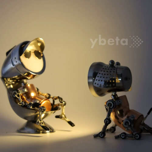 Steampunk Handmade Robot Desk Lamp – Industrial Style Metal Art Decor
