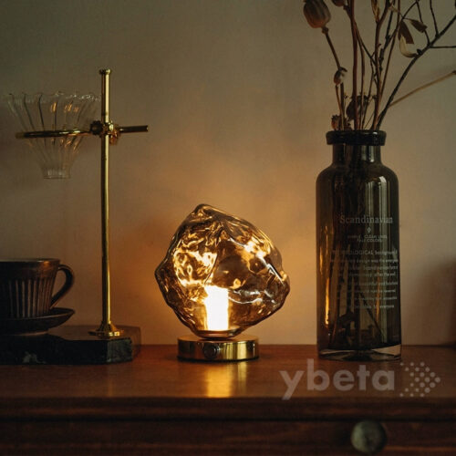 Ice Cube Table Lamp - Brass - Glass